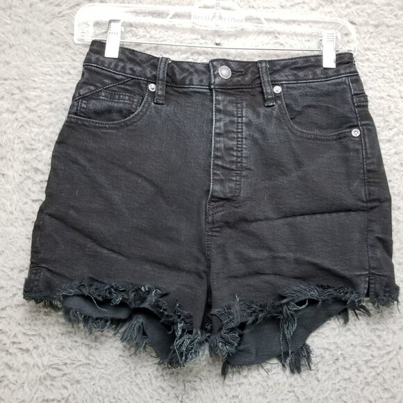 Free People Shorts Womens 26 Black We The Free Button Fly Cut Off *Read* - Picture 1 of 15